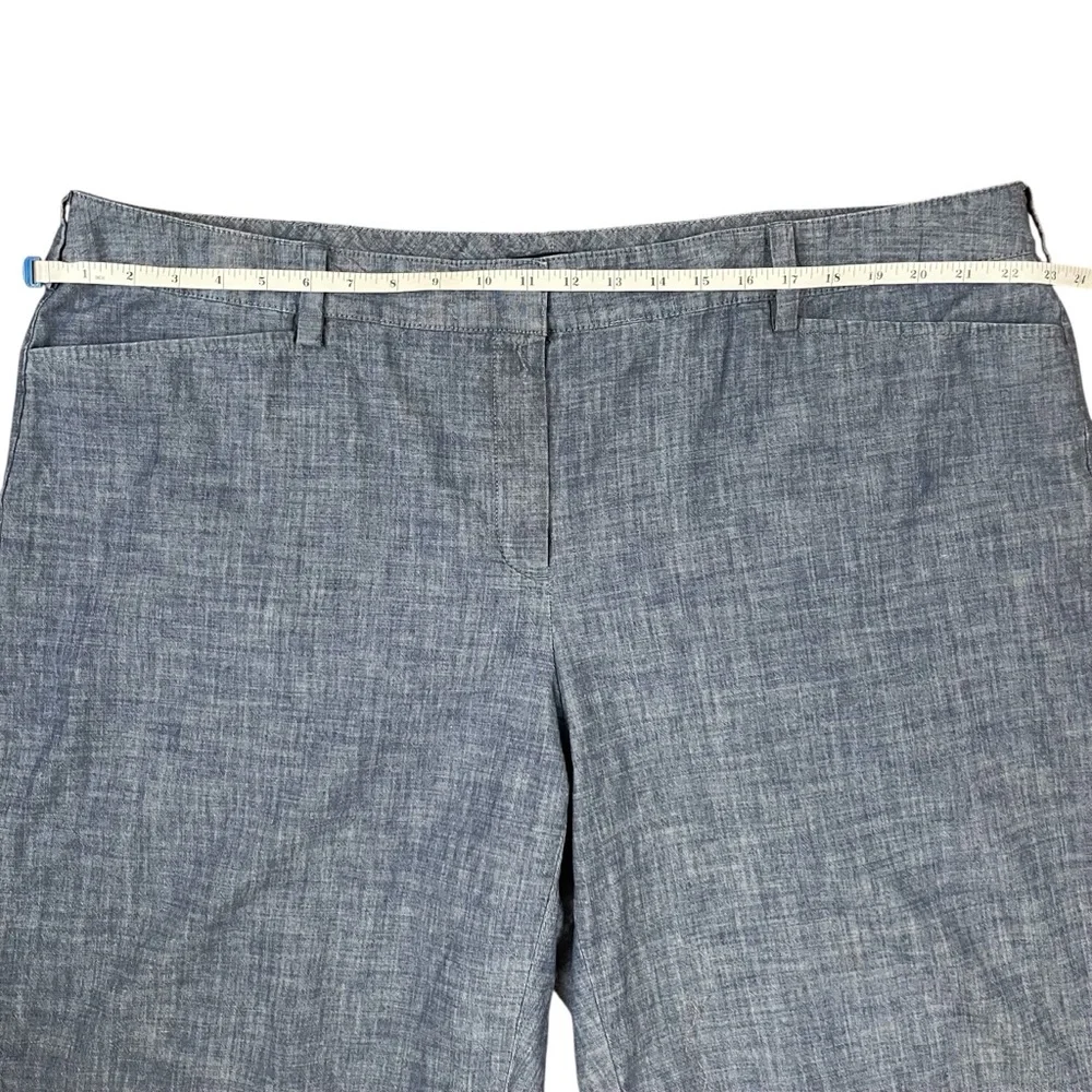 Lands’‎ End Women’s 22W Blue Chambray Cotton Mid Rise Walking Shorts Plus Size